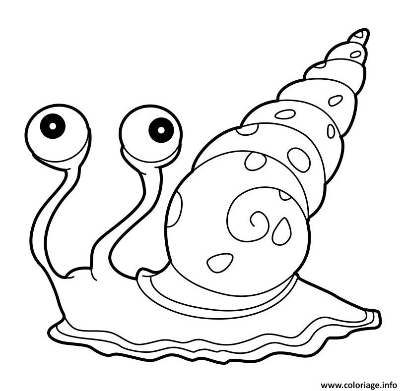 Dessin un escargot de mer avec une jolie coquille Coloriage Gratuit à Imprimer